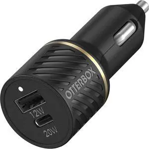 OtterBox USB-C + USB-A Dual Port 32W Car Charger - Black Shimmer OtterBox USB-C + USB-A Dual Port 32W Car Charger - Black Shimmer
