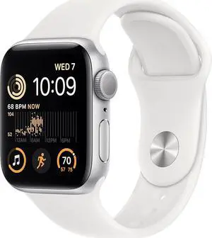 Apple Watch Series SE 2nd Gen (GPS) 40MM Silver Aluminum Case White Sport Band
