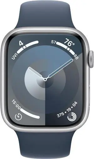 Apple Watch Series 9 (GPS + LTE) 41MM Silver Aluminum Case Storm Blue Sport Band