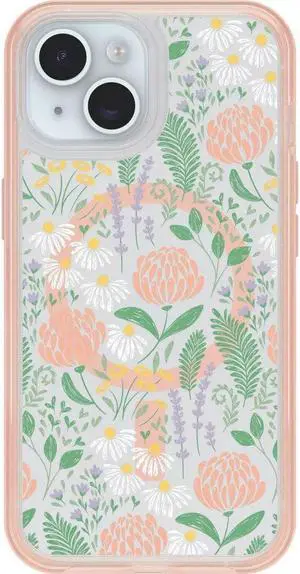 OtterBox SYMMETRY SERIES Case for Apple iPhone 15, 14, & 13 - Peachy Bloom