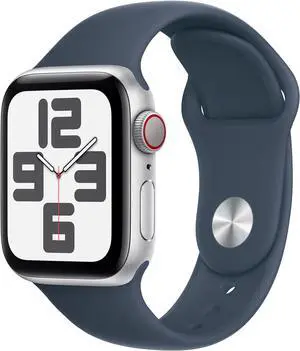 Apple Watch Series SE 2nd Gen (GPS+LTE) 40MM Silver Aluminum Case Storm Blue Sport Band