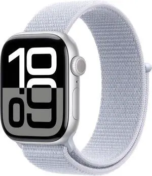 Apple Watch Series 10 (GPS+LTE) 42MM Silver Aluminum Case Blue Cloud Sport Loop