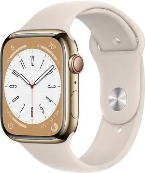Apple Watch Series 8 (GPS + LTE) 45MM Gold Stainless Steel Case Starlight Sport Band