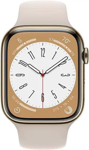 Apple Watch Series 8 (GPS + LTE) 41MM Gold Stainless Steel Case Starlight Sport Band