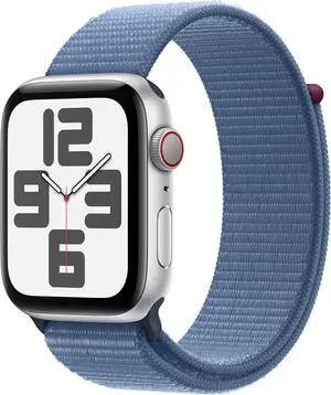 Apple Watch Series SE 2nd Gen (GPS + LTE) 44MM Silver Aluminum Case Winter Blue Sport Loop