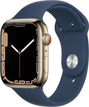 Apple Watch Series 7 (GPS + LTE) 45MM Gold Stainless Steel Case Abyss Blue Sport Band