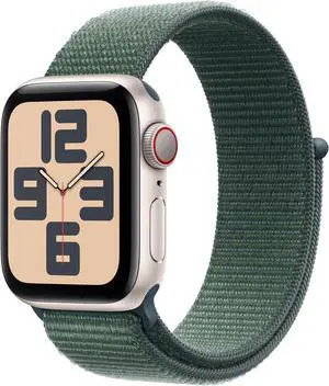 Apple Watch Series SE 2nd Gen (GPS+LTE) 44mm Starlight Aluminum Case Lake Green Sport Loop