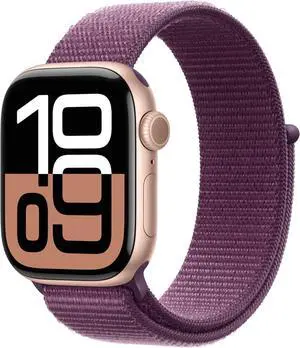 Apple Watch Series 10 (GPS+LTE) 42MM Rose Gold Aluminum Case Plum Sport Loop