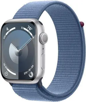Apple Watch Series 9 (GPS) 45MM Silver Aluminum Case Winter Blue Sport Loop