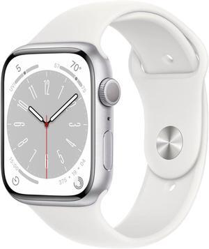 Apple Watch Series 8 (GPS) 41mm Silver Aluminum Case - White Sport Band - S/M - MP6L3LL/A - Good Condition