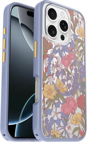 OtterBox SYMMETRY SERIES Clear Case for iPhone 16 Pro Max - Floral Purple (Clear)