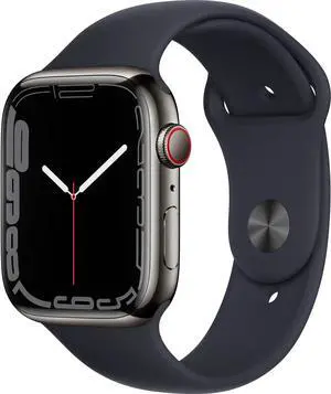 Apple Watch Series 7 (GPS+LTE) 45MM Graphite Stainless Steel Case Midnight Sport Band