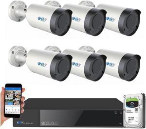 GW Security 4K (8MP) Smart AI Spotlight Color Night Vision Security Camera System, 8 Channel H.265+ 8MP NVR, 6 x UHD 4K POE Microphone 2.8-12mm Varifocal Lens Human Detection Bullet Camera