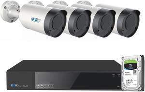 GW Security 4K Smart AI 5X Optical Zoom Color Night Vision Security Camera System, 8 Channel H.265+ 8MP NVR, 4 x UHD 4K POE Microphone 2.7-13.5mm Motorized Zoom Lens Human Detection Bullet Camera