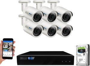 GW 8CH 4K H.265 NVR 5MP IP Security Camera System with (6) x IP PoE 1920P 5 Megapixels Outdoor/Indoor Wide Angle Microphone Bullet Cameras 100 Feet Night vision Motion Detection (2TB HDD)
