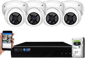 GW Security 8 Channel 5MP H.265 NVR IP Camera Network PoE Video & Audio Surveillance System (1TB HDD), 4 x HD 1920P Weatherproof Microphone Turret Security Cameras, AI Human Detection