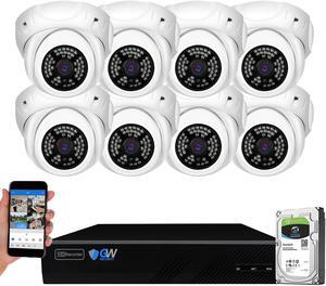 GW Security 8 Channel 4K NVR 5MP Smart AI Human Detection Security Camera System with (8) x IP PoE 5MP 1920P Outdoor/Indoor Microphone Dome Cameras 100 Feet Night vision, Free Remote Viewing