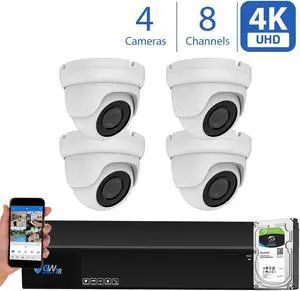 GW Security 8 Channel 4K (4X 1080P) CCTV AI Surveillance DVR System with 4 x Ultra 8.0MP HD 4K 2160P AI Human Detection Waterproof Security Cameras,100ft IR Night Vision, 1TB Hard Drive