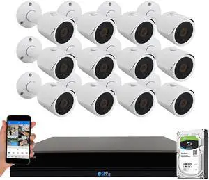 GW Security 16 Channel 5MP (2.5X 1080P) CCTV AI Surveillance DVR System with 12 x Super 5.0MP HD 1920p AI Human Detection Waterproof Security Cameras,100ft IR Night Vision, 4TB Hard Drive