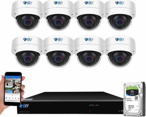 GW Security UltraHD 4K 8 Channel H.265+ NVR 8MP Security Camera System, 8 x 4K 8MP Outdoor/Indoor Dome PoE IP Cameras, Smart AI Face Recognition Human/Vehicle Detection, 2TB HDD