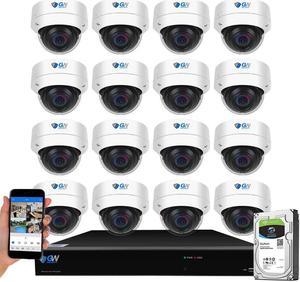 GW Security UltraHD 4K 16 Channel H.265+ NVR 8MP Security Camera System, 16 x 4K 8MP Outdoor/Indoor Dome PoE IP Cameras, Smart AI Face Recognition Human/Vehicle Detection, 4TB HDD
