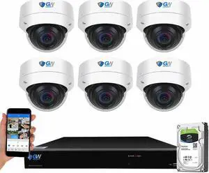 GW Security UltraHD 4K 8 Channel H.265+ NVR 8MP Security Camera System, 6 x 4K 8MP Outdoor/Indoor Dome PoE IP Cameras, Smart AI Face Recognition Human/Vehicle Detection, 2TB HDD