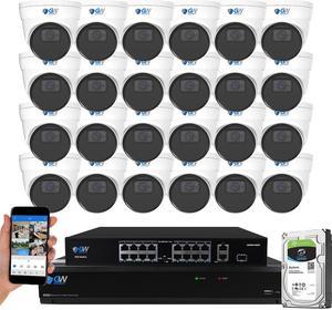 GW Security UltraHD 12MP 4K 30FPS 32 Channel H265 NVR Security Camera System 24 x 12MP Microphone Color Night Vision Dome PoE IP Cameras Smart AI Face Recognition HumanVehicle Detection 8TB HDD