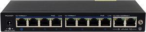 GWSW0802M 8+2 Port 10/100 PoE Switch w/ All 8 Port PoE (Power Over Ethernet) - Designed For Connect NVR System and POE IP Camera - POE Data & Power Transmission Distance 100 Meter (300 Feet)