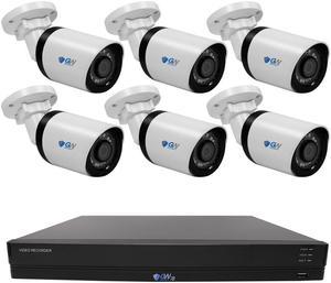 GW Security 8 Channel 4K H.265+ CCTV DVR Security System with (6) x HD 8MP 2160P Waterproof 4K Bullet Security Cameras, 100ft Night Vision, 2TB Hard Drive, Smart Motion Detection, Plug & Play