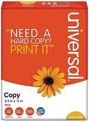UNIVERSAL Copy Paper 92 Brightness 20lb 8-1/2 x 11 White 5000 Sheets/Carton