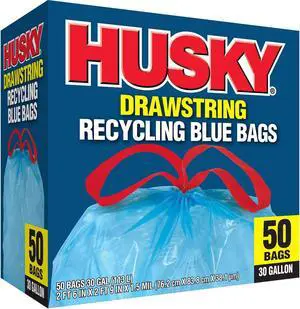 30G Recyl Drw St Trash Bag50Ct Poly-America Recycling Bags HK30DS050BU Blue
