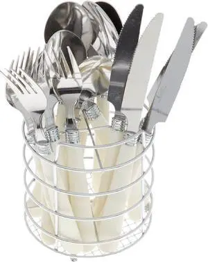 Gibson 53382.16 Sensations II Plastic Handle Flatware, White - 16 Piece