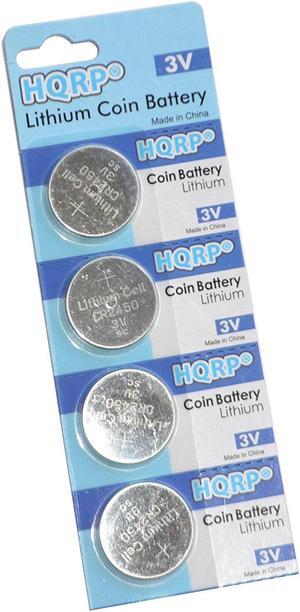 HQRP 4-Pack Coin Li-Ion Battery for Keyspan Wireless Remote Presentation Mouse TSAM-001 + HQRP Coaster
