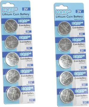 HQRP 10-Pack Coin Li-Ion Battery for Stanley Digital Tape Measure 77-008 + HQRP Coaster