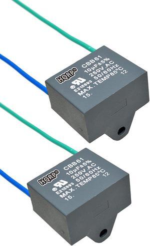 HQRP 2-Pack Ceiling Fan Capacitor CBB61 10uf 2-Wire + HQRP Coaster