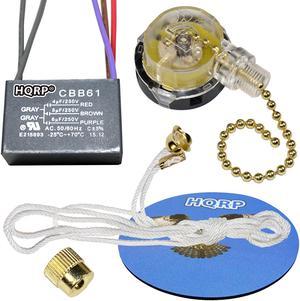 HQRP Kit Ceiling Fan Capacitor CBB61 4uf+5uf+6uf 5-Wire and 3-Speed Fan Switch + HQRP Coaster