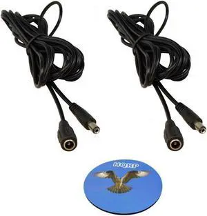 HQRP 2-Pics 10 Feet 2.1mm x 5.5mm Male to Female DC Power Extension Cables for CCTV Camera / Recorder / Monitor / Printer + HQRP Coaster