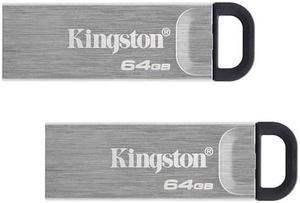 Kingston DataTraveler Kyson 64GB High Performance USB 3.2 Metal Flash Drive, DTKN/64GB (2-Pack)