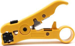 Wire Coax Coaxial Universal Cable Stripper Cutter Stripping Pliers Tool for Network rj45 Cables - Yellow