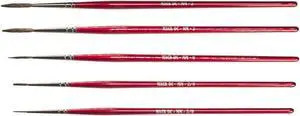 Andrew Mack DC Micro Mono Set Of Five (5) Natural Hair Brushes Sizes 000-2