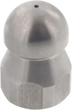 Erie Tools Button Nose 3/8" Drain Cleaning Nozzle 18.0 Orifice 5500 PSI Stainless Steel for Sewer Pipe Water Jetter
