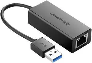 UGREEN 20256 USB 3.0 to 10/100/1000Mbps Gigabit Ethernet Network Adapter Compatible for  PC or Laptop, Windows Surface Pro,IdeaPaD, MacBook Air, MacBook Retina and More - Black