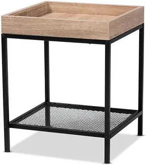 Baxton Studio Gellert Classic and Traditional Grey Finished Wood 1-Drawer End Table