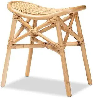 Baxton Studio Elgon Modern Bohemian Natural Brown Rattan Footstool