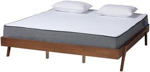 Baxton Studio Sarita Mid-Century Modern Ash Walnut Finished Wood King Size Bed Frame