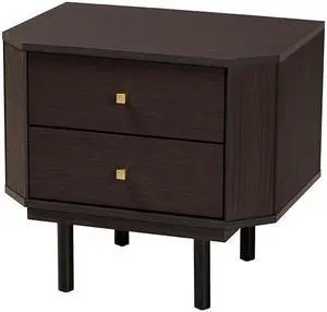 Baxton Studio Norwood Modern Transitional Two-Tone Black and Espresso Brown Finished Wood 2-Drawer End Table