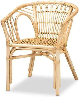 bali & pari Kaka Rattan Dining Chair - Modern Bohemian Natural Brown, Ergonomic Design, Fully Assembled, Versatile Usage