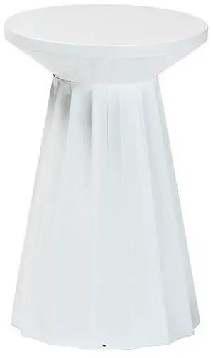 Baxton Studio Ulmer Metal Scalloped Side Table  Modern Round Accent Table for Indoor or Semi-Outdoor Use, White