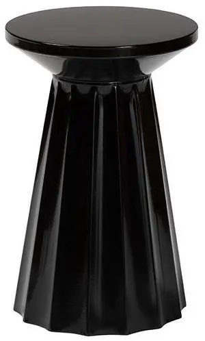 Baxton Studio Ulmer Metal Scalloped Side Table  Modern Round Accent Table for Indoor or Semi-Outdoor Use, Black