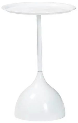 Baxton Studio Webb White Metal Pedestal Side Table  Modern Accent Table with Round Tray Top for Indoor or Semi-Outdoor Use